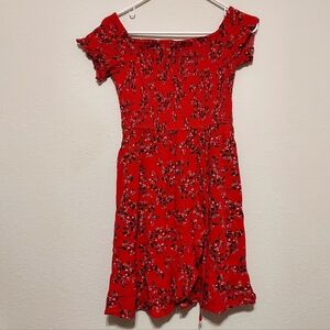 Xhilaration Red Floral‎ Mini Dress Medium Babydoll Summer lightweight girly